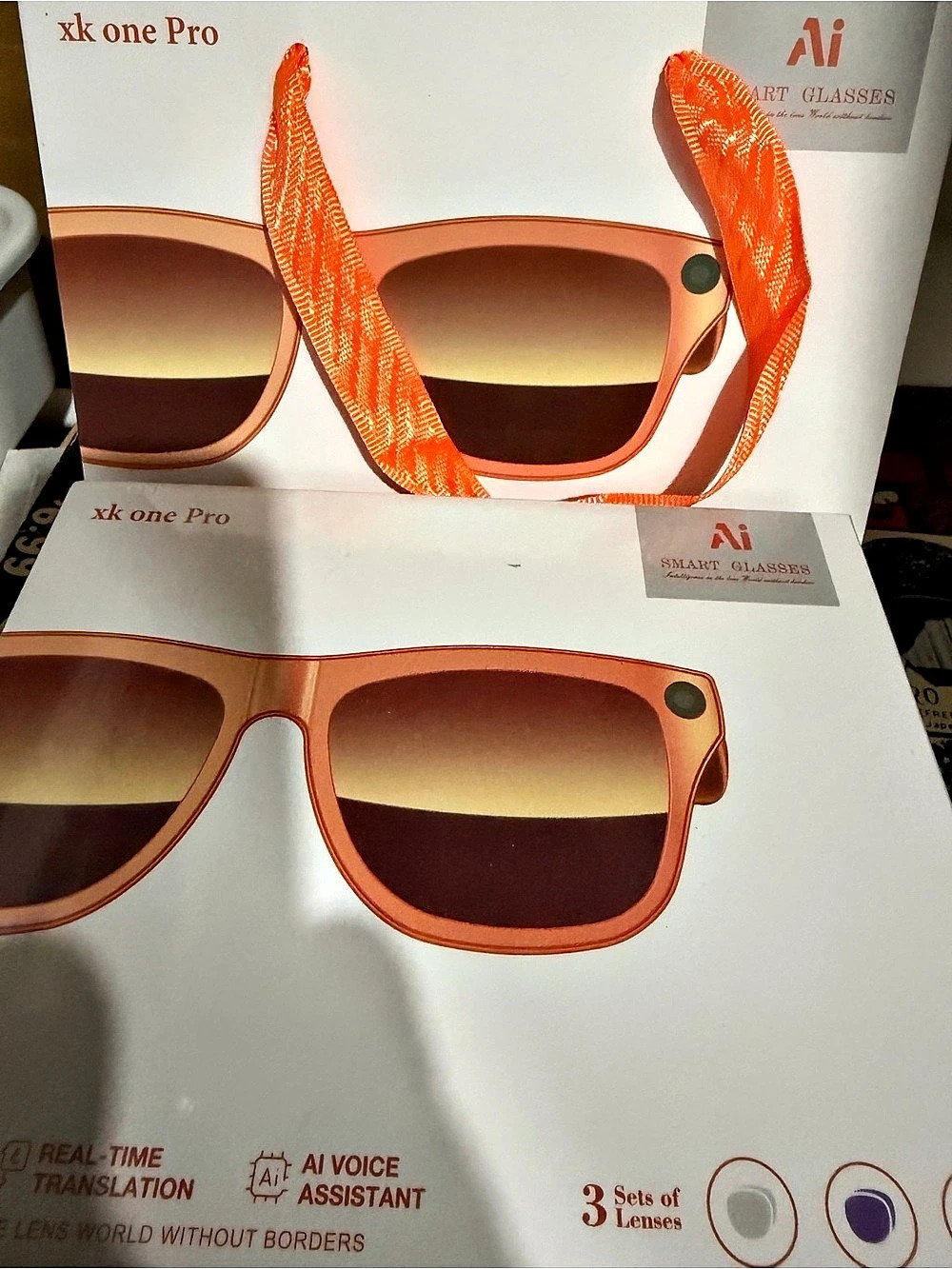 AI xk one Pro Smart Glasses Orange NWT